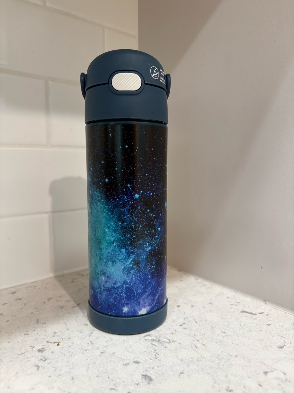 THERMOS FUNTAINER 16Oz Galaxy Teal/Green Stainless Steel H2O Bottle w/Spout Lid